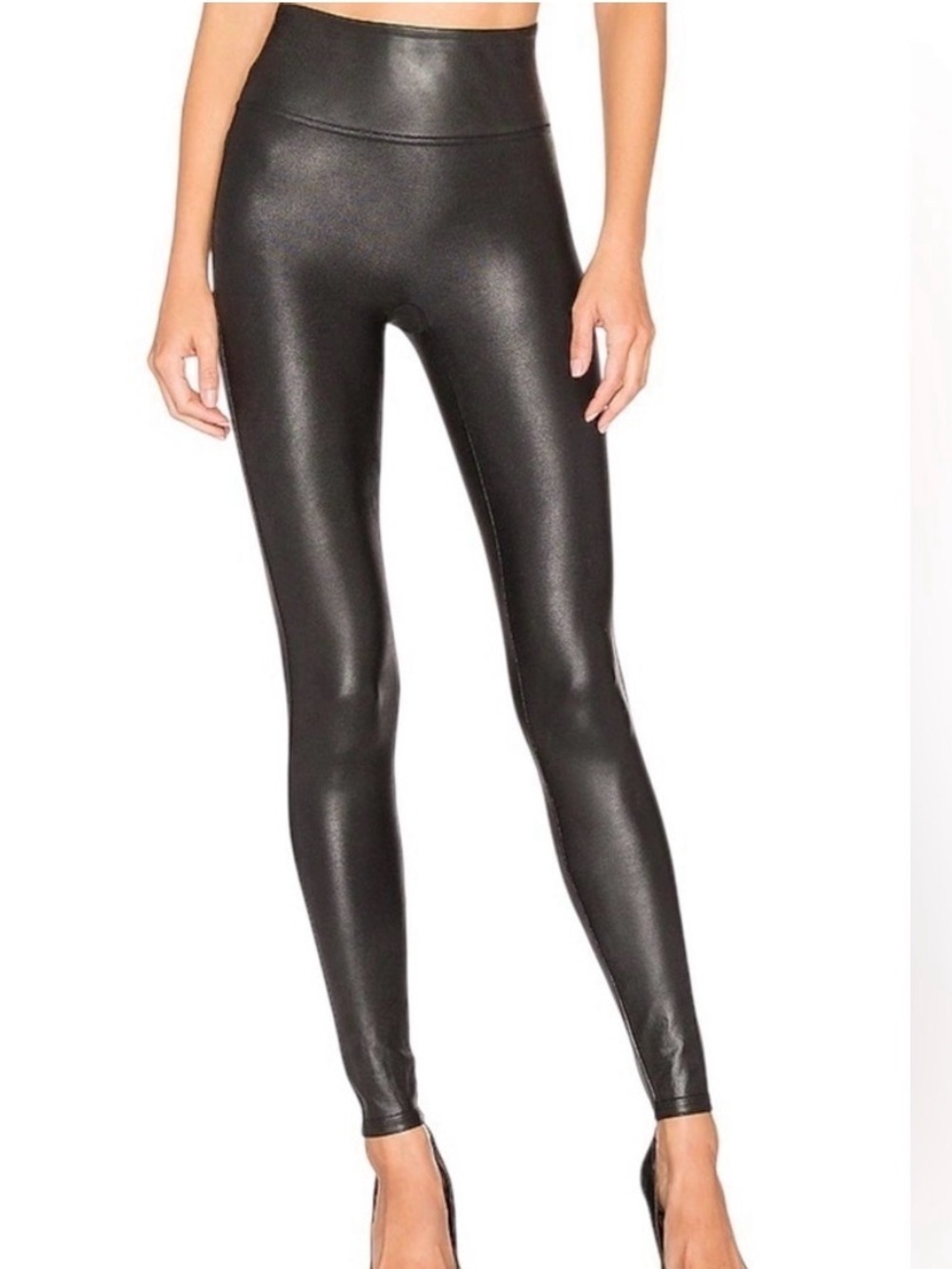 SPANX Women's Black Faux Leather Leggings- Size XS